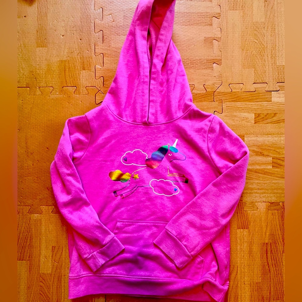 Cat and Jack Unicorn Hoodie - pink size 7/8 medium